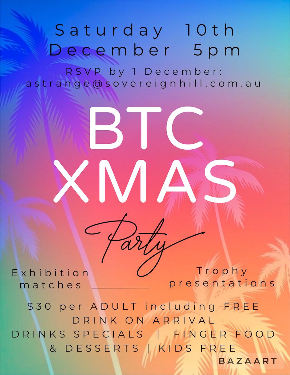 BTC Christmas Party 2022 – including farewell to Andrew Fowler as Club Pro